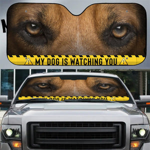 Custom Photo Funny Face Husband Wife Dog Cat Is Watching You - Gift For Family, Pet Lovers - Personalized Car Window Auto Sunshade