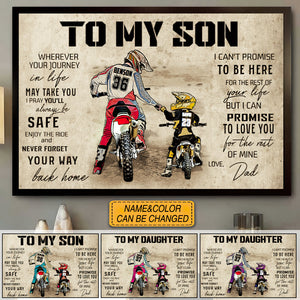 Personalized Motocross Poster, with custom Name, Number & Appearance, Vintage Style, Dirt Bike Dad And Son, Dad And Daughter Gifts