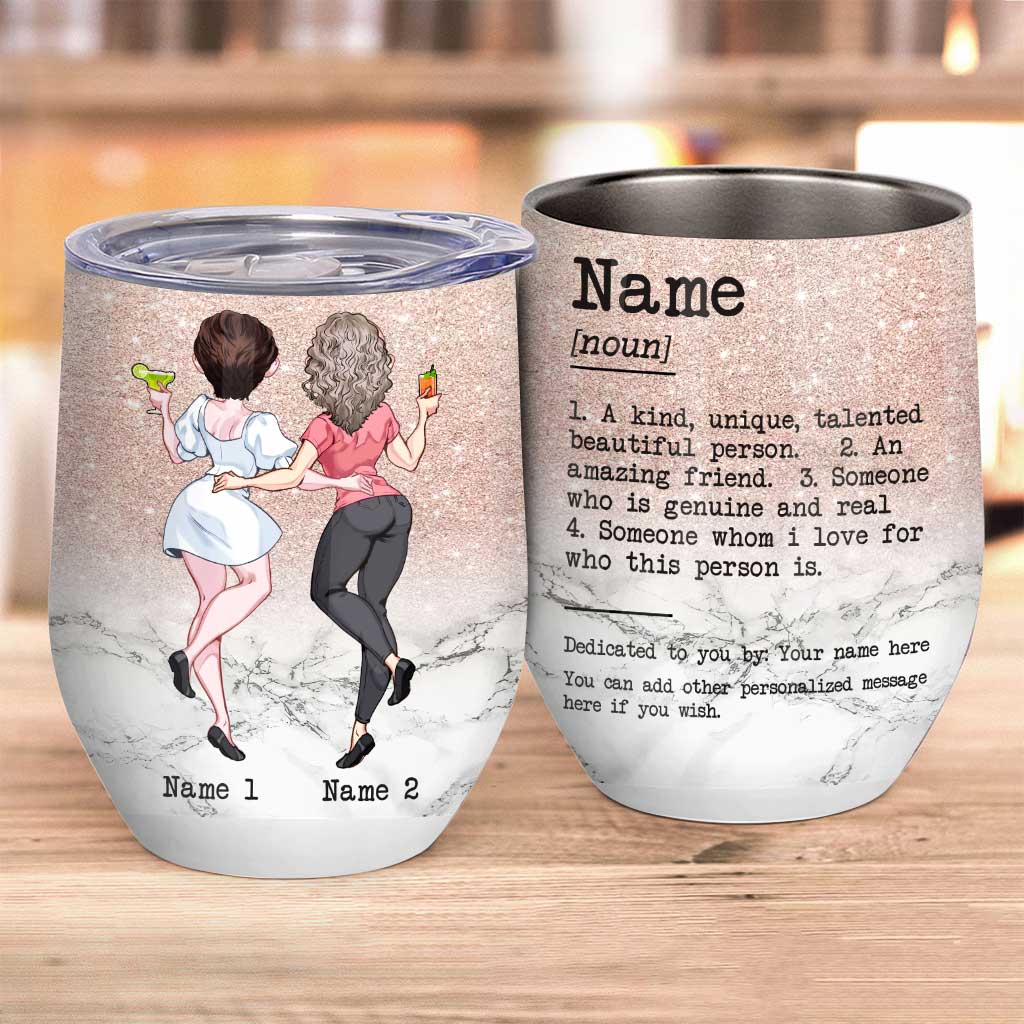 Personalized Bestie Wine Tumbler Gift  For Friends - Best Sisters Definition