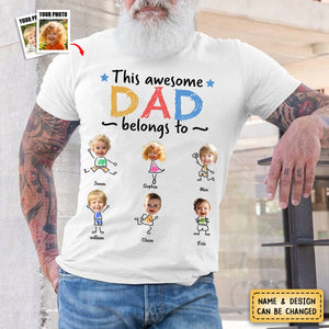 This Awesome Daddy Belongs To - Personalized Photo Pure Cotton T-Shirt