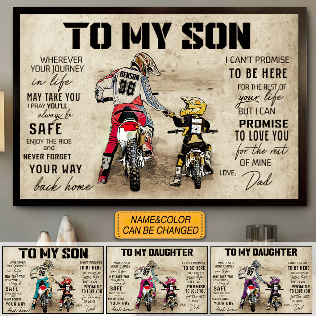 Personalized Motocross Poster, Customized Names, Numbers And Looks, Vintage Style, Dirt Bike Dad And Son, Dad And Daughter Gifts