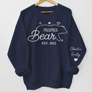 This Mama Bear Wears Her Heart On Her Sleeve - Family Personalized Unisex Sweatshirt