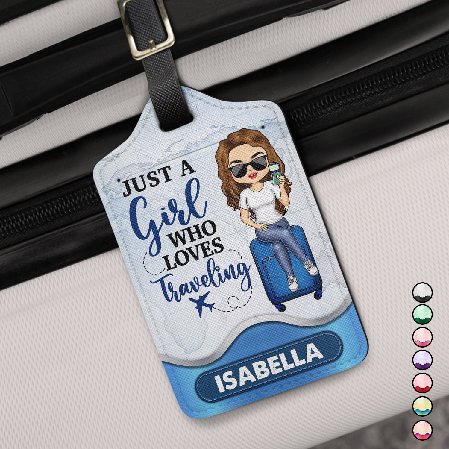 Personalized Luggage Tag - Just A Girl Boy Who Loves Traveling - Birthday Gift For Friends, Vacation Lovers