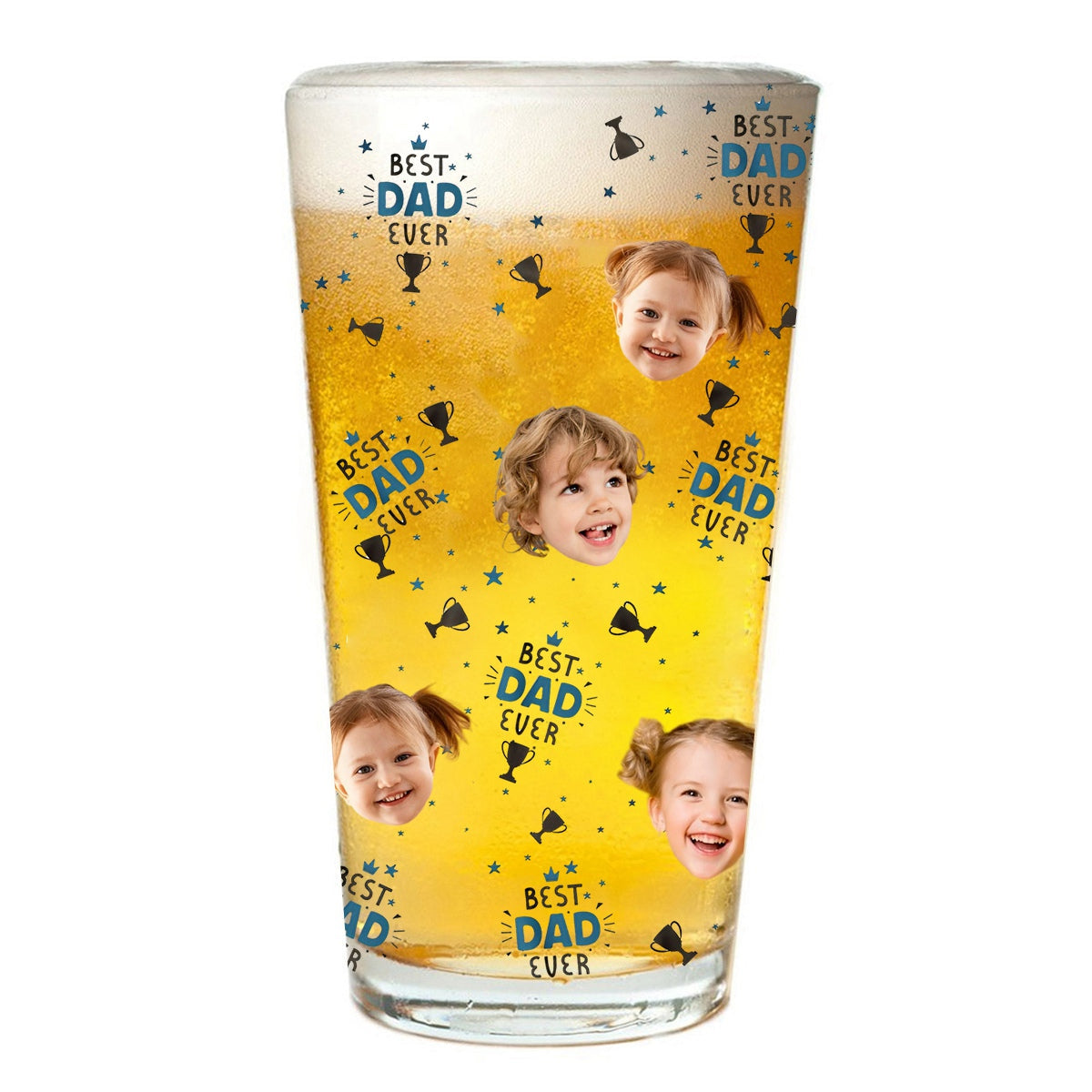 Best Dad Ever - Personalized Photo Beer Glass