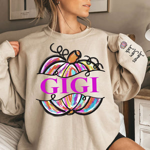 Gigi Grandma Painted Pumpkin - Family Personalized  Fall Sweatshirt