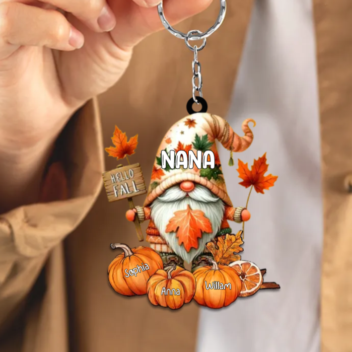 Grandma's Little Pumpkins Hello Fall - Personalized Dwarf Acrylic Keychain