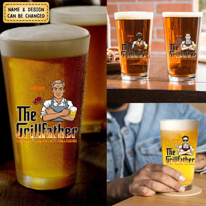 Personalized The Grillfather, The Real Master Family Beer Glass