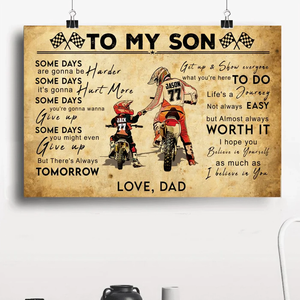 Personalized Motocross Poster, with custom Name, Number & Appearance, Vintage Dirt Bike Dad And Son, Dad And Daughter Gifts