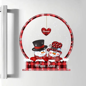 Personalized Fridge Decal/Sticker - Winter Christmas Gift - Snowman Grandma, Mom