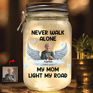 Personalized Never Walk Alone Souvenir  Mason Jar Light