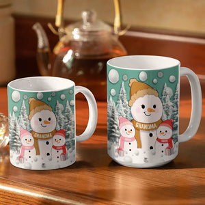 Christmas Snowman Grandma Grandpa Grandkids - Personalized Mug Xmas Gift