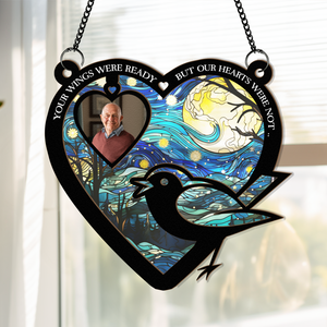 Custom Photo - Your Wings Were Ready - Personalized Window Hanging Suncatcher Ornament