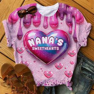 Personalized Grandma's Sweethearts All-over Print T Shirt