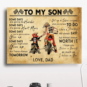 Personalized Motocross Poster, with custom Name, Number & Appearance, Vintage Dirt Bike Dad And Son, Dad And Daughter Gifts