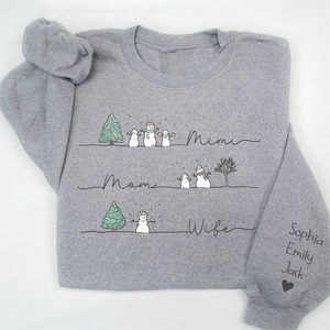 Wife Mom Mimi Christmas Snowman And Grandkids - Family Personalized  Sweatshirt