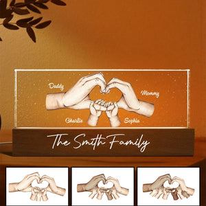 Family Heart Hands Personalized Acrylic LED Night Light