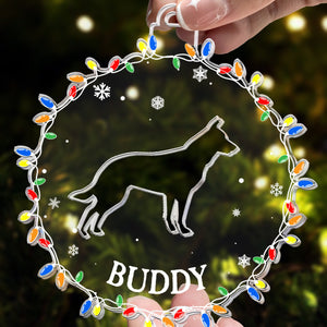 Christmas Silhouette Dog - Personalized Acrylic Ornament Gift For Dog Lover