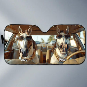 Personalized Auto Horse Windshield Sunshade - Custom Shade Mesh Horse