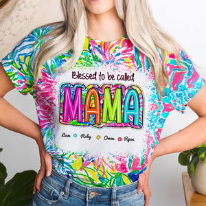 Personalized 3D Scribble Doodle Spandex T-shirt - Blessed to be called Grandma Nana Gigi