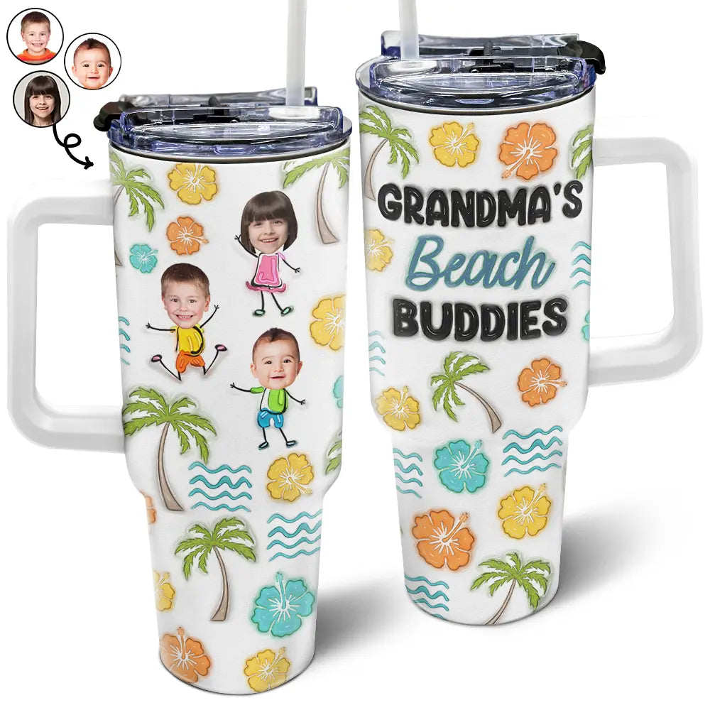 Grandma Beach Buddies - Personalized Custom Photo 40oz Stainless Steel Tumbler