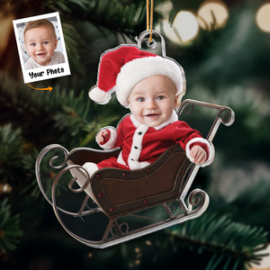 Welcome Newborn Baby - Personalized Babys Photo First Christmas Ornament