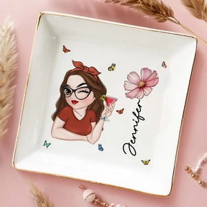 Beautiful Bestie - Personalized Butterflies Custom Birth Month Jewelry Dish