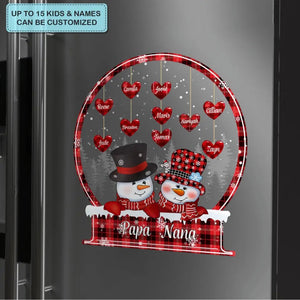 Personalized Fridge Decal/Sticker - Winter Christmas Gift - Snowman Grandma, Mom