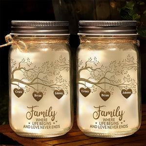 The Greatest Blessing - Personalized Custom Love Hearts Tree Mason Jar Light