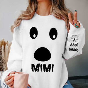 Spooky Ghost Face Grandma Mom Custom Kids Name Personalized Sweatshirt