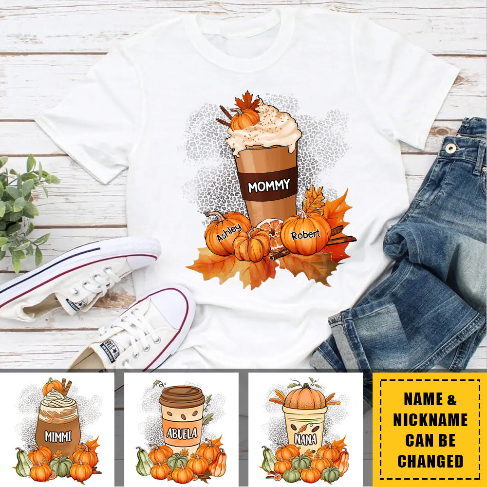 Grandma Mom Mimi Pumpkin Spice Latte Personalized Shirt