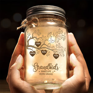 The Greatest Blessing - Personalized Custom Love Hearts Tree Mason Jar Light