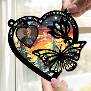 Custom Photo - Your Wings Were Ready - Personalized Window Hanging Suncatcher Ornament