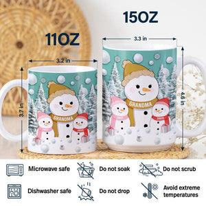 Christmas Snowman Grandma Grandpa Grandkids - Personalized Mug Xmas Gift