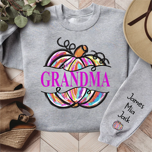 Gigi Grandma Painted Pumpkin - Family Personalized  Fall Sweatshirt