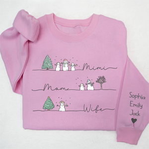 Wife Mom Mimi Christmas Snowman And Grandkids - Family Personalized  Sweatshirt