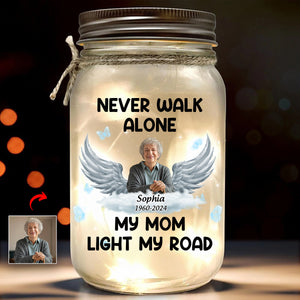 Personalized Never Walk Alone Souvenir  Mason Jar Light