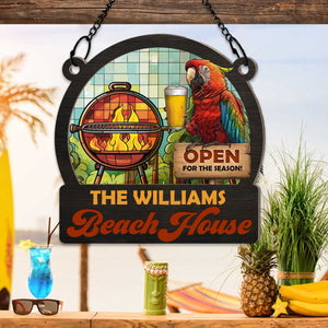 Personalized Window Hanging Sunshade Ornament - Open For The Season For Barbecue, Beer