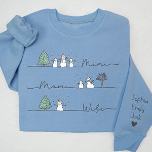 Wife Mom Mimi Christmas Snowman And Grandkids - Family Personalized  Sweatshirt