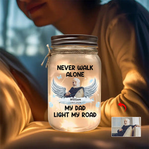 Personalized Never Walk Alone Souvenir  Mason Jar Light