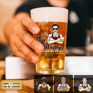 Personalized The Grillfather, The Real Master Family Beer Glass