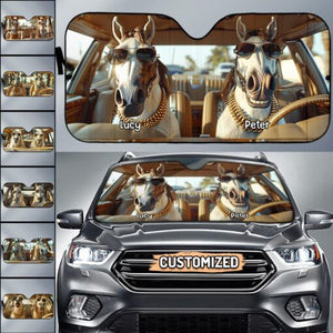 Personalized Auto Horse Windshield Sunshade - Custom Shade Mesh Horse