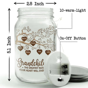 The Greatest Blessing - Personalized Custom Love Hearts Tree Mason Jar Light