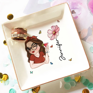 Beautiful Bestie - Personalized Butterflies Custom Birth Month Jewelry Dish