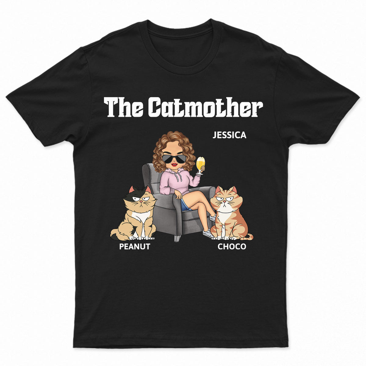 Personalized Spandex T-shirt - The Cat Mother - Gift For Cat Moms,Cat Lovers,Women