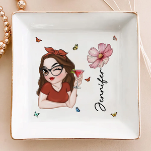 Beautiful Bestie - Personalized Butterflies Custom Birth Month Jewelry Dish