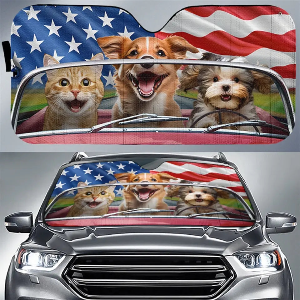 Personalized Dog & Cat  Auto Windshield Sunshade, Car Window Protector - Gift For Pet Lovers