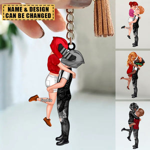 Personalized Motorcycle Kissing Doll Couple Keychain