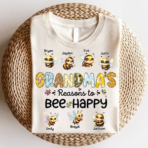 Personalized Pure Cotton T-shirt - Reasons To Bee Happy - Gift For Nana, Grandma, Mom