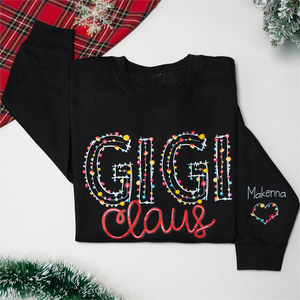 Gigi Claus Christmas lights And Grandkids Personalized Christmas Merry Sweatshirt