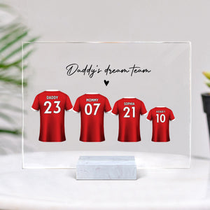 Personalized Acrylic Block Plaque - Daddy's Team Soccer Shirt Gift For Family